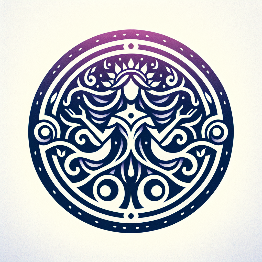 A whimsical detailed circular goddess logo for a fantasy site dedicated to myths, stories and inspiration for fantasy enthusiasts